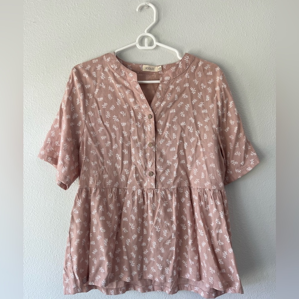 Roolee Dusty Rose Floral Peasant Blouse